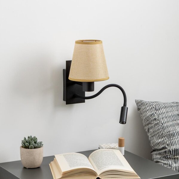 Brilagi - Applique a LED NUBILA 1xE27/25W/230V+LED/3W nero/marrone chiaro