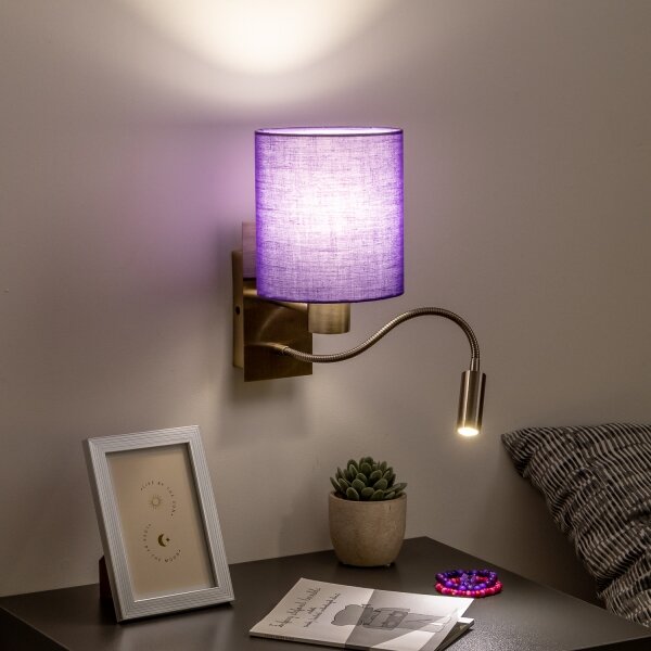 Brilagi - Applique a LED NUBILA 1xE27/25W/230V + LED/3W ottone/viola