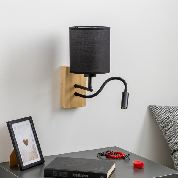 Brilagi - Applique a LED NUBILA WOOD 1xE27/25W/230V + LED/3W quercia/nero