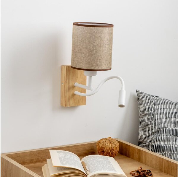 Brilagi - Applique a LED NUBILA WOOD 1xE27/25W/230V + LED/3W quercia/marrone