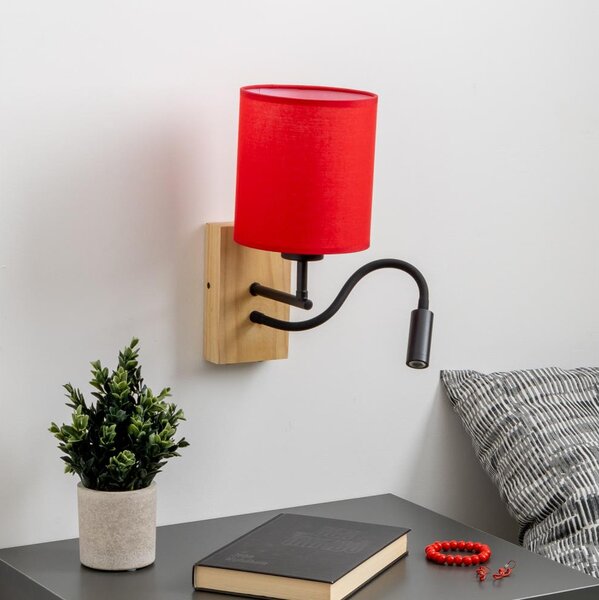 Brilagi - Applique a LED NUBILA WOOD 1xE27/25W/230V + LED/3W quercia/rosso