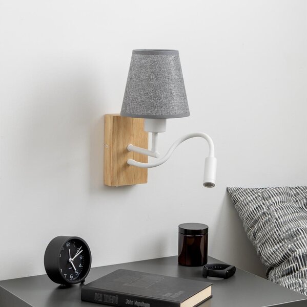 Brilagi - Applique a LED NUBILA WOOD 1xE27/25W/230V + LED/3W quercia/grigio