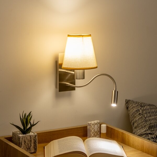 Brilagi - Applique a LED NUBILA 1xE27/25W/230V+LED/3W cromo/marrone chiaro