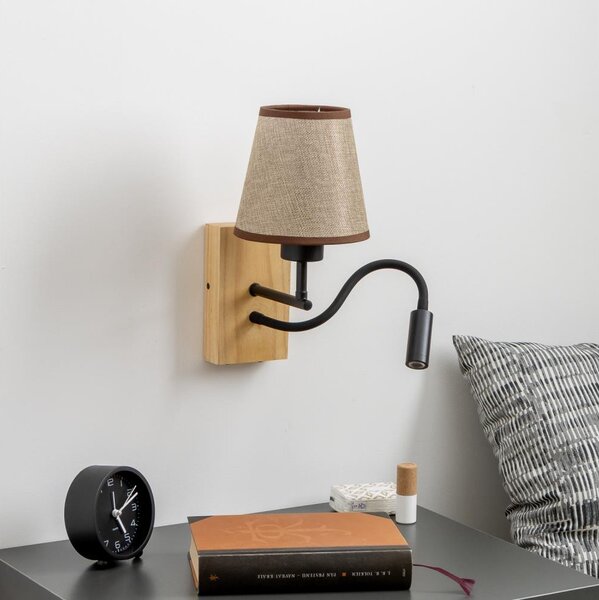 Brilagi - Applique a LED NUBILA WOOD 1xE27/25W/230V + LED/3W quercia/marrone
