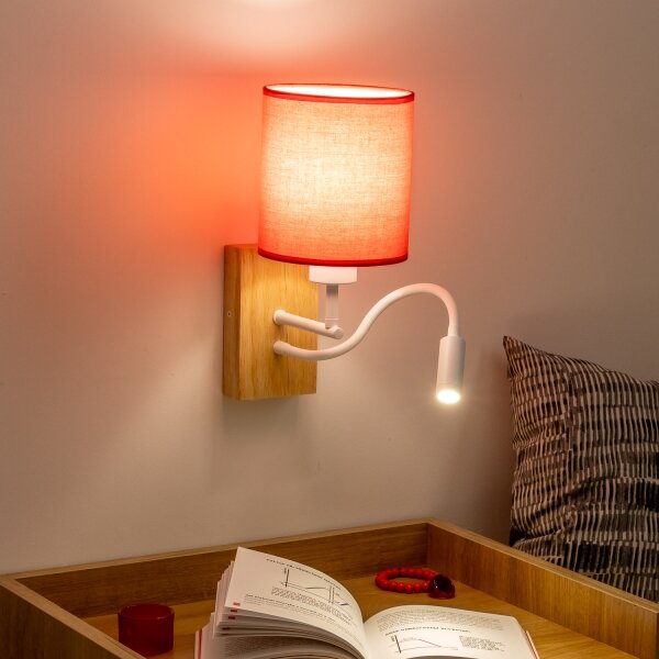 Brilagi - Applique a LED NUBILA WOOD 1xE27/25W/230V + LED/3W quercia/rosso