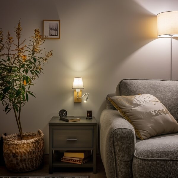 Brilagi - Applique a LED NUBILA WOOD 1xE27/25W/230V + LED/3W quercia/grigio