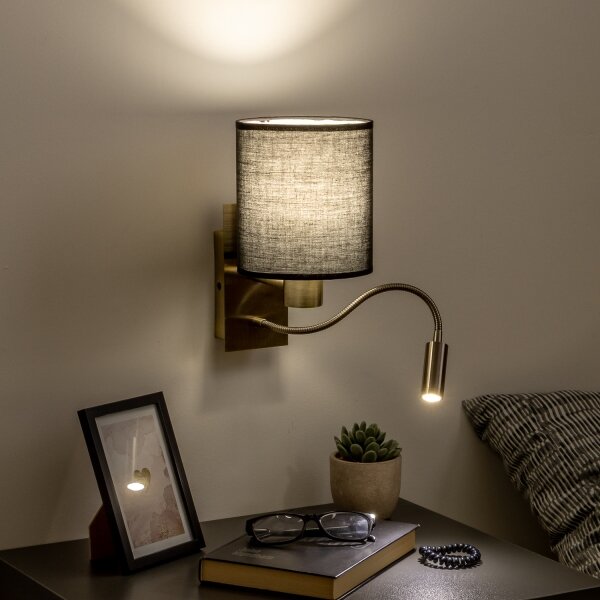 Brilagi - Applique a LED NUBILA 1xE27/25W/230V + LED/3W ottone/nero