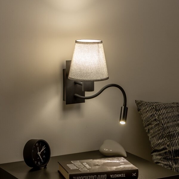 Brilagi - Applique a LED NUBILA 1xE27/25W/230V + LED/3W nero/grigio
