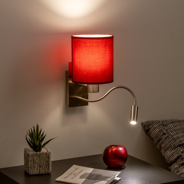 Brilagi-Applique a LED NUBILA 1xE27/25W/230V+LED/3W cromo/Pompeiana rosso