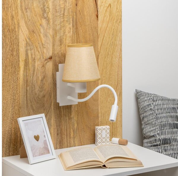 Brilagi - Applique a LED NUBILA 1xE27/25W/230V +LED/3W bianco/marrone chiaro
