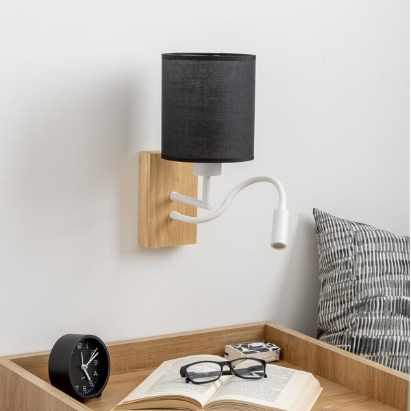 Brilagi - Applique a LED NUBILA WOOD 1xE27/25W/230V + LED/3W quercia/nero