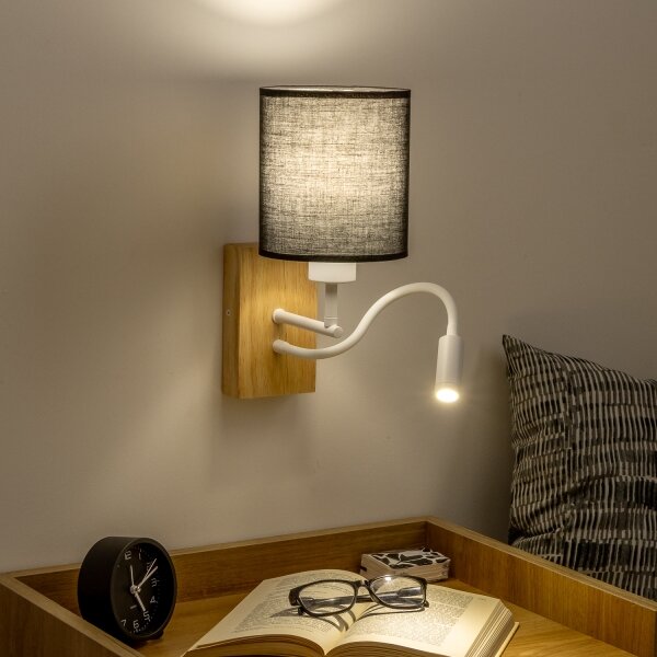 Brilagi - Applique a LED NUBILA WOOD 1xE27/25W/230V + LED/3W quercia/nero