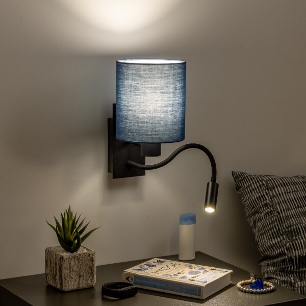Brilagi - Applique a LED NUBILA 1xE27/25W/230V+ LED/3W nero/blu scuro