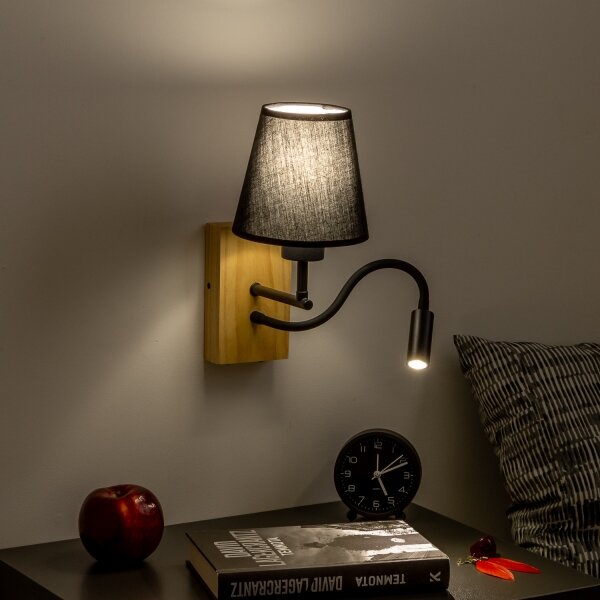 Brilagi - Applique a LED NUBILA WOOD 1xE27/25W/230V + LED/3W quercia/nero