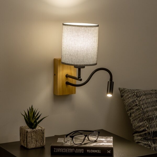 Brilagi - Applique a LED NUBILA WOOD 1xE27/25W/230V + LED/3W quercia/grigio