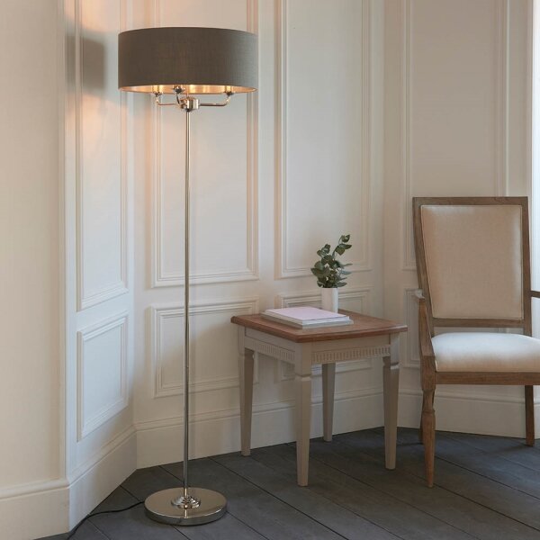Endon 94378 - Lampada con piedistallo HIGHCLERE 1xE14/40W/230V grigio/cromo lucido