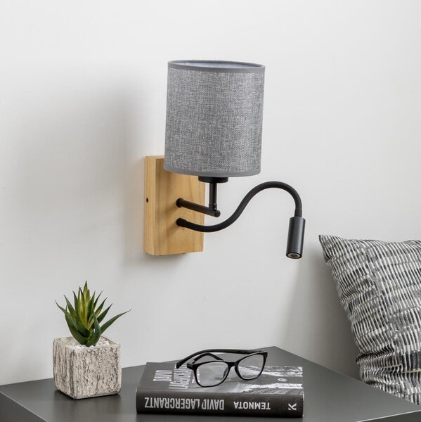 Brilagi - Applique a LED NUBILA WOOD 1xE27/25W/230V + LED/3W quercia/grigio