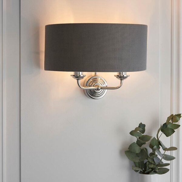 Endon 94406 - Applique HIGHCLERE 2xE14/40W/230V grigio scuro/cromo lucido