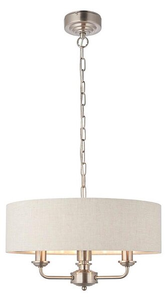 Endon 94361 - Lampadario a sospensione con catena HIGHCLERE 3xE14/40W/230V beige/cromo opaco
