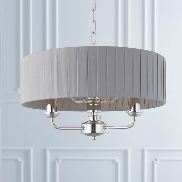 Endon 94394 - Lampadario a sospensione con catena HIGHCLERE 3xE14/40W/230V grigio scuro/cromo lucido