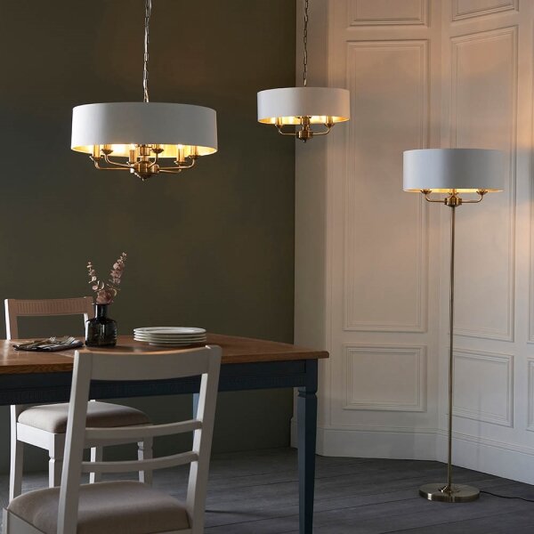 Endon 98934 - Lampadario a sospensione con catena HIGHCLERE 3xE14/40W/230V bianco/ottone