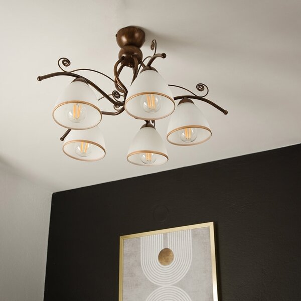 Lampadario a plafone RETRO 5xE27/60W/230V patina di bronzo