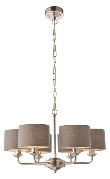 Endon 94381 - Lampadario a sospensione con catena HIGHCLERE 6xE14/28W/230V grigio/cromo lucido