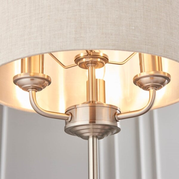 Endon 94369 - Lampada da tavolo HIGHCLERE 3xE14/18W/230V beige/cromo opaco