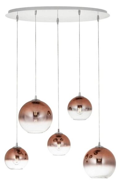 Redo 01-2080 - Lampadario a sospensione con filo BOWL 5xE27/42W/230V rame