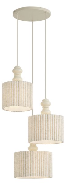 Lampada a sospensione Japandi beige con paralume in lino 3 luci - Fedde