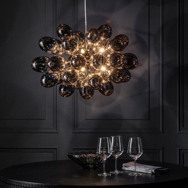 Endon 80124 - Lampadario a sospensione con filo INFINITY 8xG9/28W/230V nero/fumé