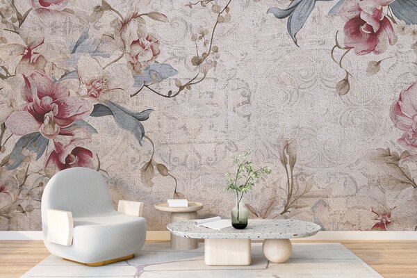 Carta da parati Primo piano di un motivo floreale, Carta da parati Natura, Carta da parati popolare, w08149 - Tapeko.it
