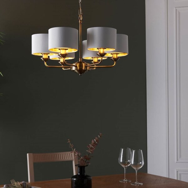 Endon 98936 - Lampadario a sospensione con catena HIGHCLERE 6xE14/28W/230V bianco/ottone