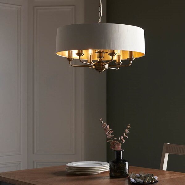 Endon 98933 - Lampadario a sospensione con catena HIGHCLERE 6xE14/40W/230V bianco/ottone