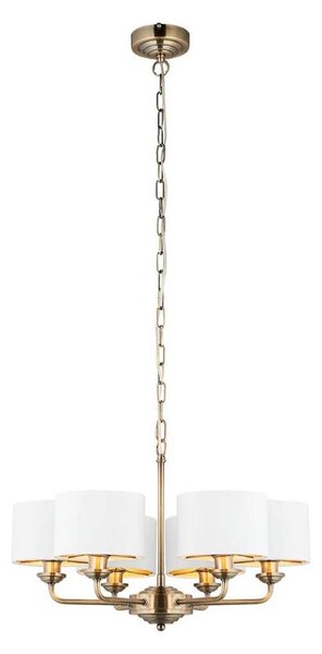 Endon 98936 - Lampadario a sospensione con catena HIGHCLERE 6xE14/28W/230V bianco/ottone