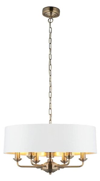 Endon 98933 - Lampadario a sospensione con catena HIGHCLERE 6xE14/40W/230V bianco/ottone