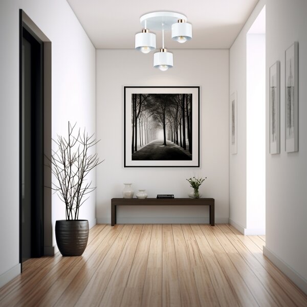 Lampadario a sospensione con supporto rigido 3xE27/35W/230V diametro 30 cm bianco/oro
