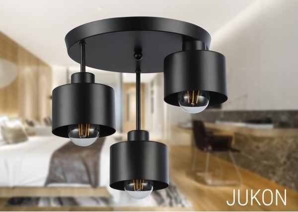 Lampadario a sospensione con supporto rigido 3xE27/35W/230V diametro 30 cm nero