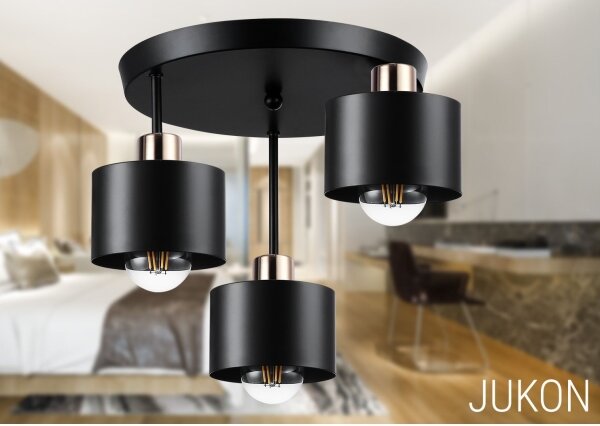 Lampadario a sospensione con supporto rigido 3xE27/35W/230V diametro 30 cm nero/oro