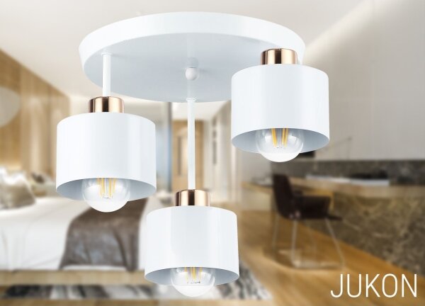 Lampadario a sospensione con supporto rigido 3xE27/35W/230V diametro 30 cm bianco/oro