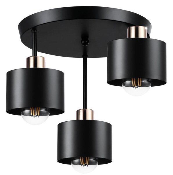 Lampadario a sospensione con supporto rigido 3xE27/35W/230V diametro 30 cm nero/oro
