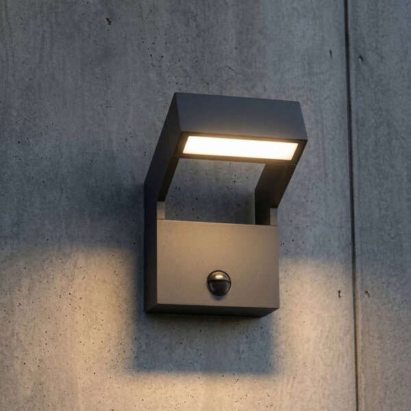 Applique da esterni LED Arcchio Kovato, con sensore, grigio scuro, IP65 Kovato, Alluminio / Grigio / Zincato, Metallo, Moderno, Applique da esterni