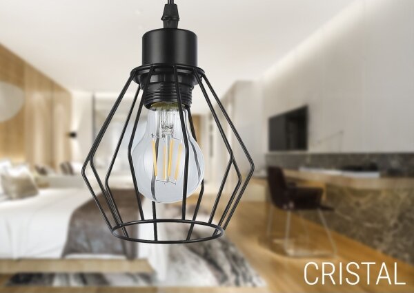 Lampadario a sospensione con filo 1xE27/35W/230V diametro 18 cm nero