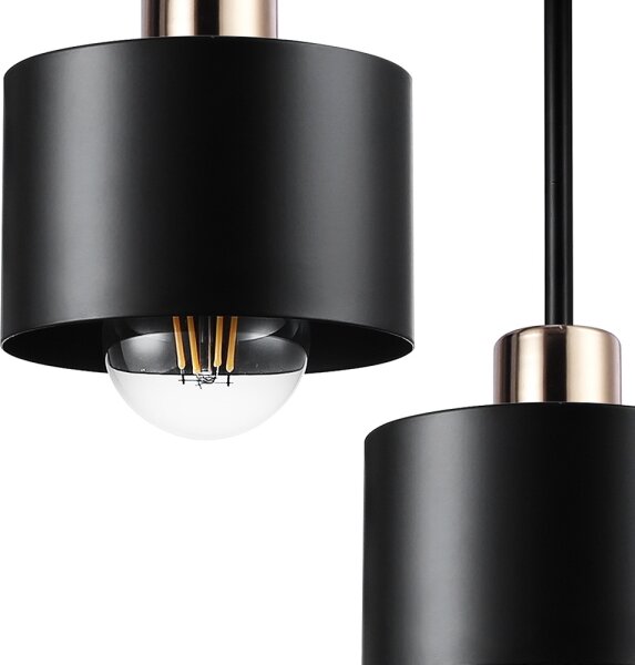 Lampadario a sospensione con supporto rigido 3xE27/35W/230V diametro 30 cm nero/oro