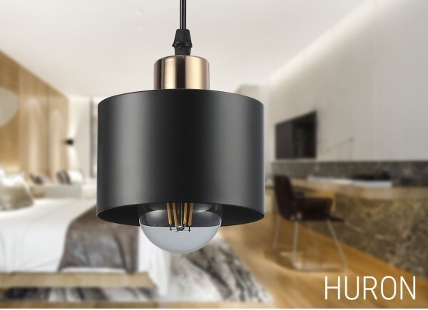 Lampadario a sospensione con filo 1xE27/35W/230V diametro 12 cm nero/oro