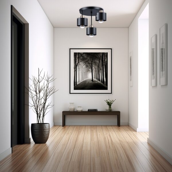 Lampadario a sospensione con supporto rigido 3xE27/35W/230V diametro 30 cm nero/oro