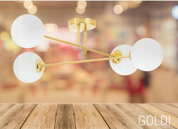 Lampadario a sospensione con supporto rigido 4xE27/35W/230V diametro 70 cm oro