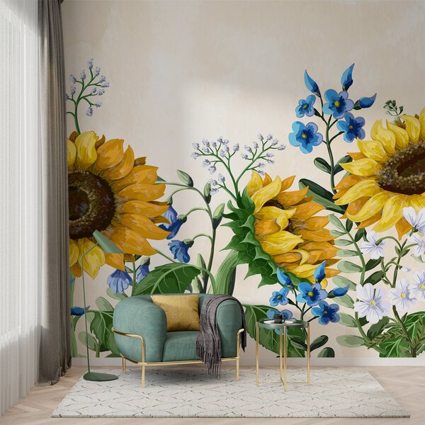 Carta da parati Girasoli, Carta da parati Floreale, w01341 : Uwalls.it