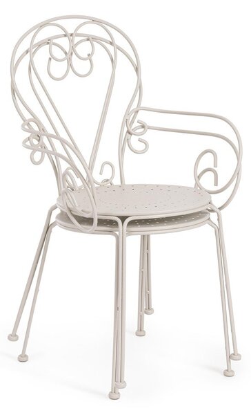 Sedia da esterno beige in metallo Etienne – Bizzotto
