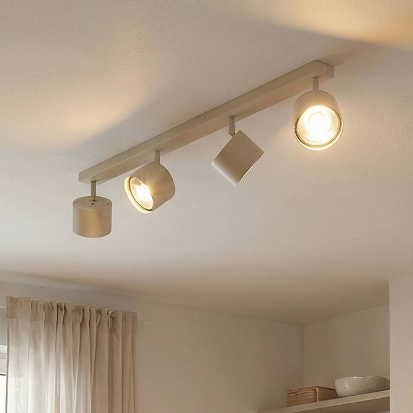 Faretto da soffitto Chloe, color crema, quattro luci, regolabile Chloe Argon, Crema / Ambra, Soggiorno / Sala da pranzo, Metallo, Moderno